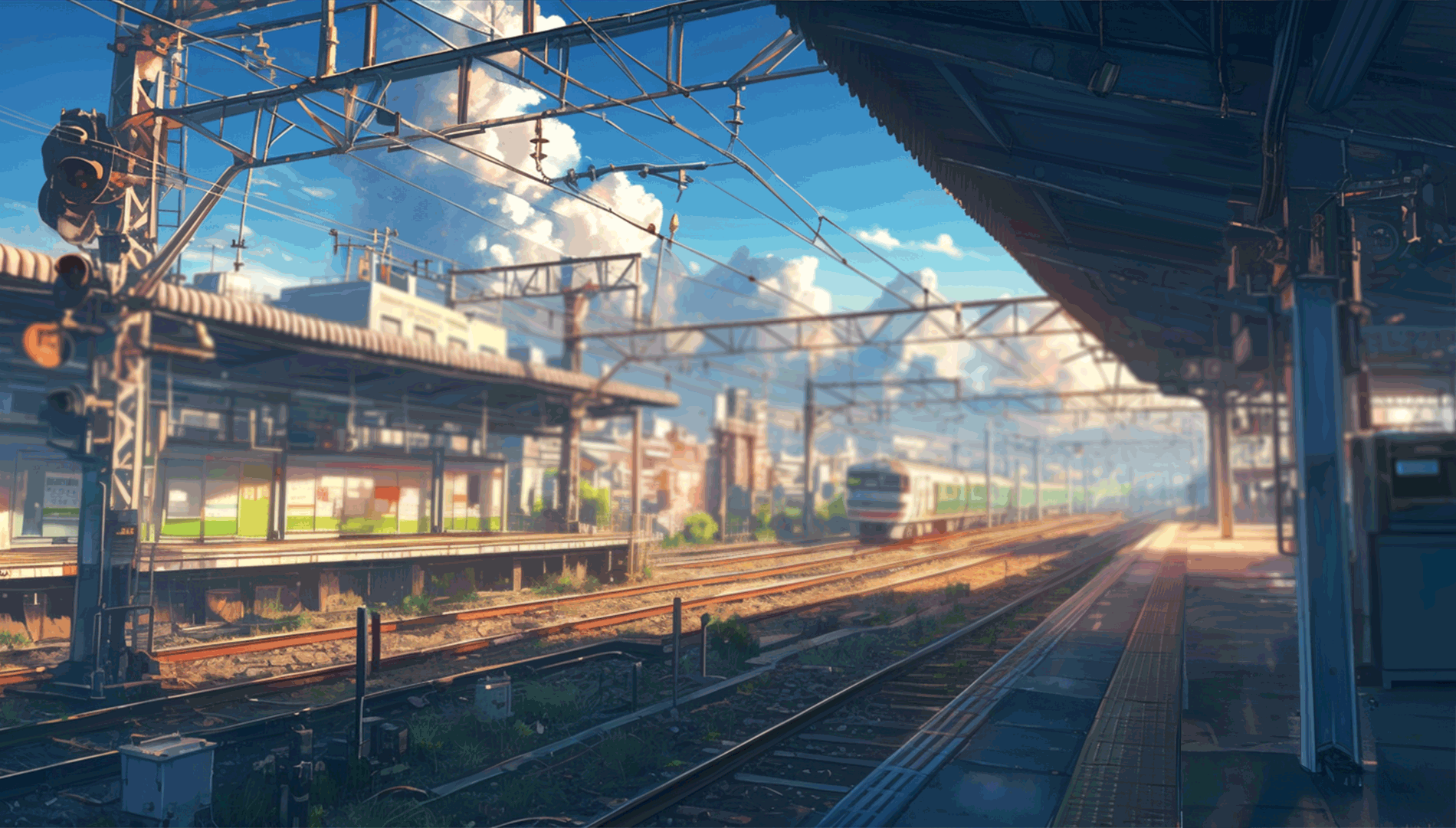 郊外にある駅のホーム