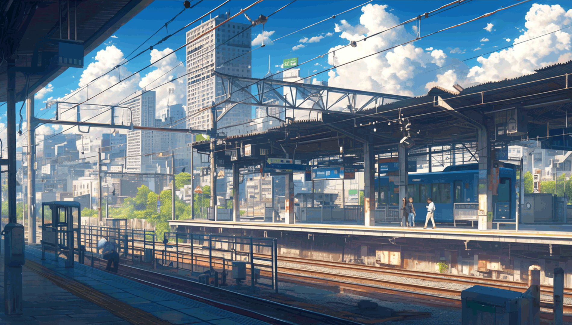 都会にある駅のホーム